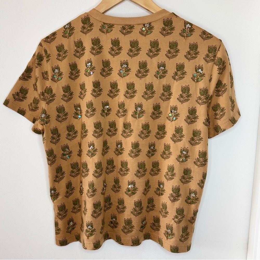 J Crew Collection embellished tonal tulip block print Jersey Top Women’s Small - Picture 8 of 8